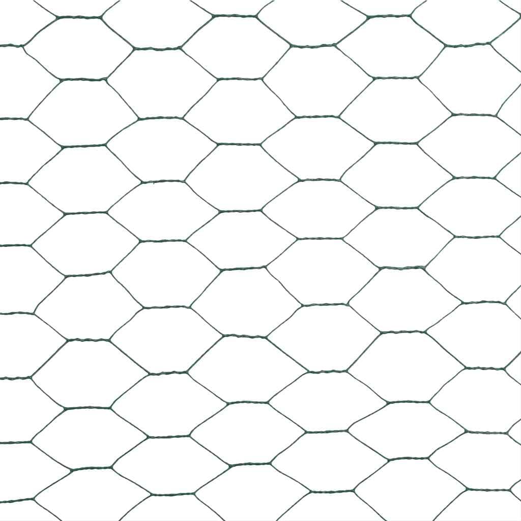 Valla de alambre recubierto de PVC, 25 x 0,9 m, color verde, para pajareras y gallineros, 5 m, valla de alambre galvanizado verde con revestimiento de plástico