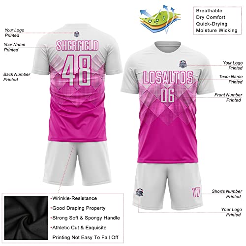 Custom Soccer Jersey For Men Women Boys, Personalized Shirts And Shorts Set With Name Number Team Logo, Pink And White Uniform #TOP2