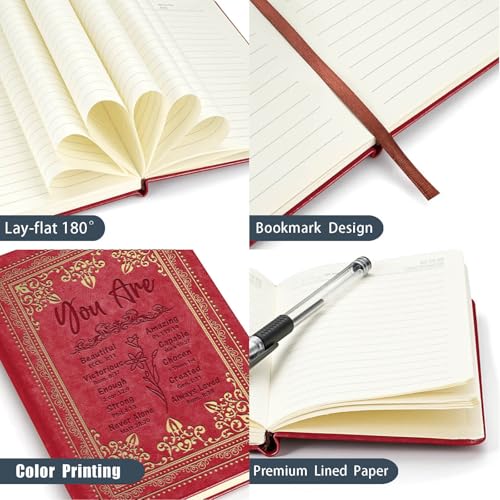 Johsbyd Red A5 Lined Leather Journal Notebook,Inspirational Christian Gifts Hardcover Executive Notebooks For Men Women,200 Pages 100 Gsm Thick Ruled Paper Daily Diary For School,Family ,Friends,Work thumb #3