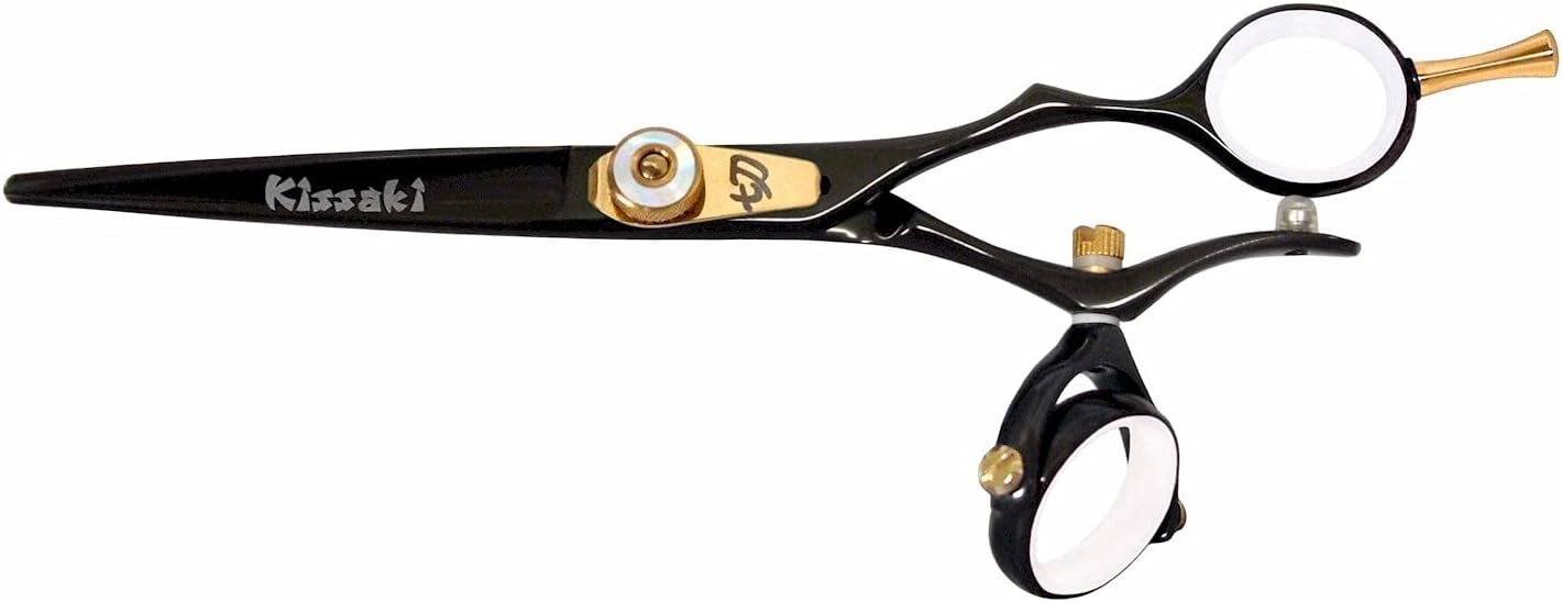 Kissaki Hair Scissors Gokatana 6.0 inches Double Swivel Black W Titanium Hair Cutting Shears