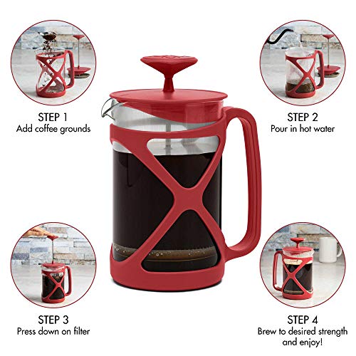 Primula Tempo Coffee Press – For Rich, Non-Bitter Coffee – French Press Design – Easy to Use – Makes 6 Cups – Red - Image 6