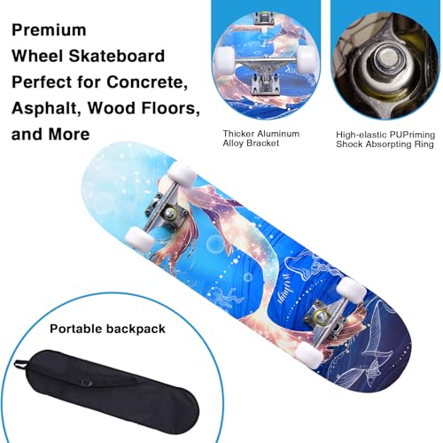 Image of Skateboards for Girls Beginners Kids Teens Adults Women,31''x8'',7-Layer Maple,Double Kick Concave,Fascinating Cool,Solid&Durable Gift