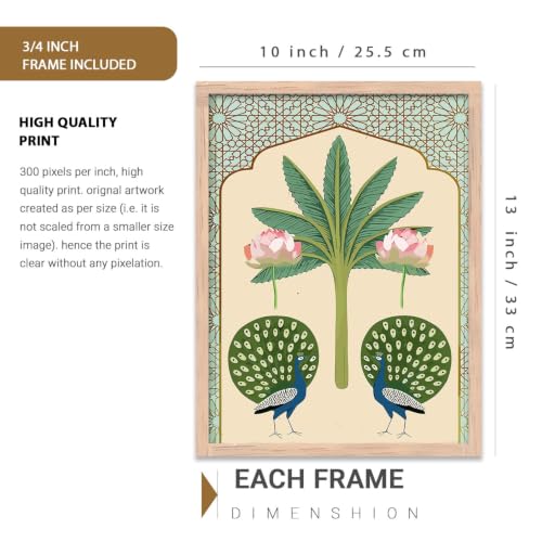 Image of kotart Premium Digital Madhubani Paintings with Frame for Home Decoration - Pichwai Decor Painting for Living Room Bedroom Office Room Decor - Pack of 6 (Art 2)