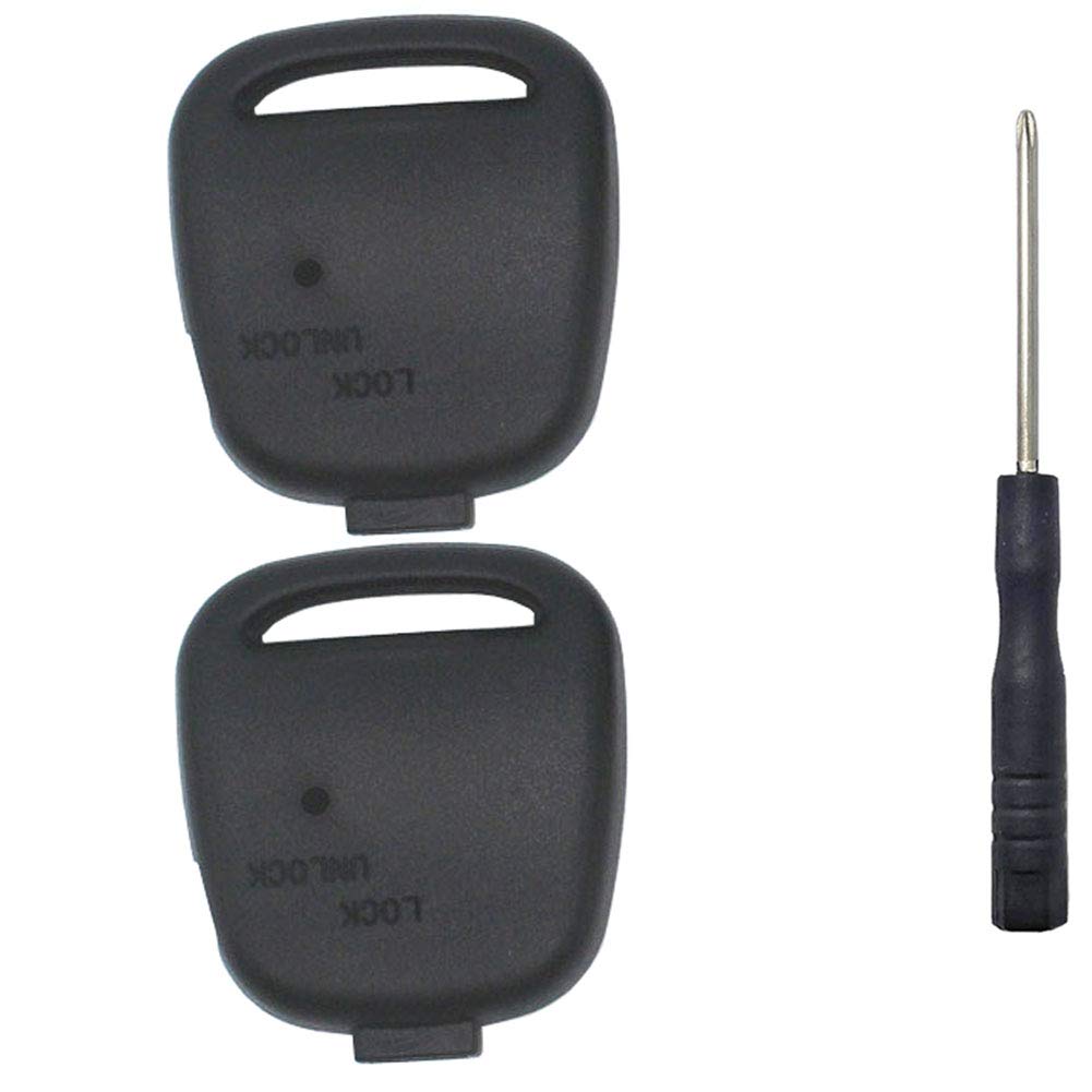 Cutting Not Required -1 Side Button Remote Key Shell Case Cover Replacement Fob Fit For Toyota Carina Celica Corolla Estima Harrier Previa (1 Button Pack 2)
