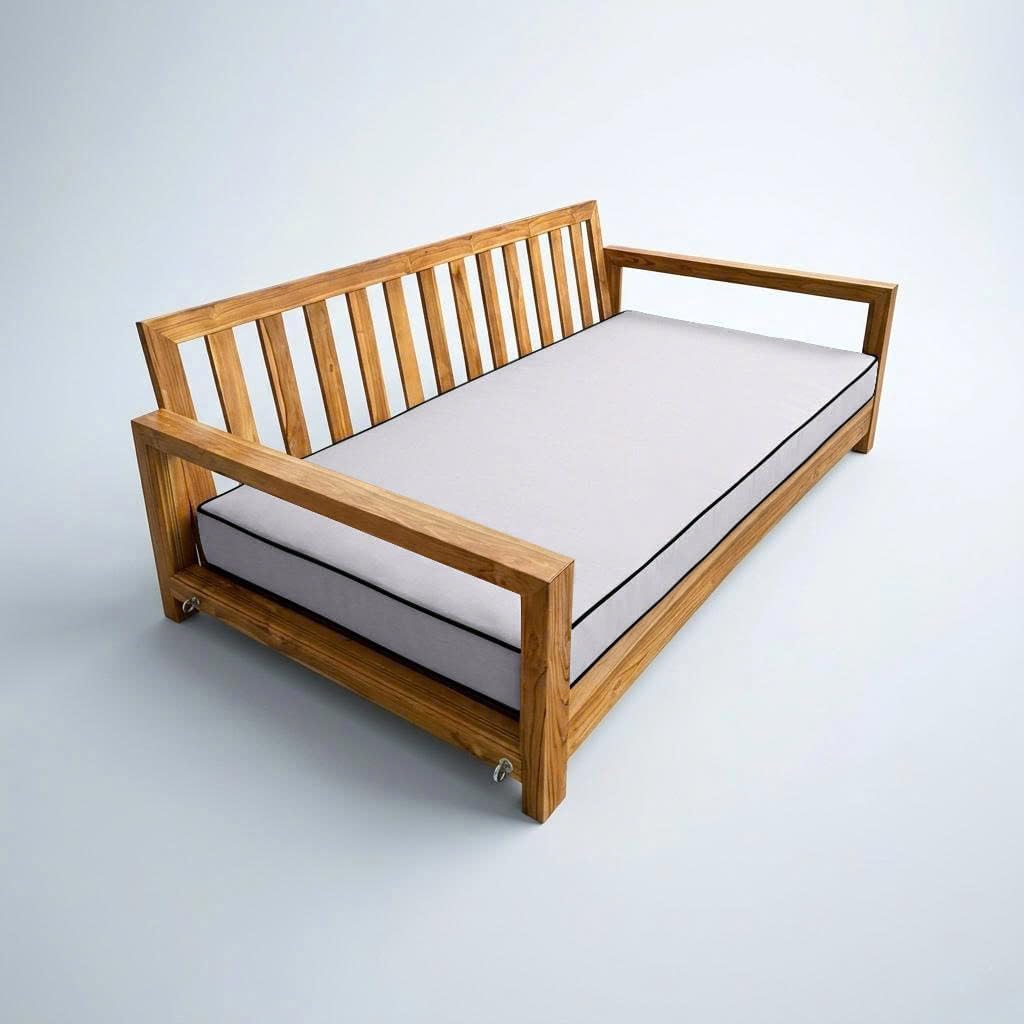 |Cover ONLY| Outdoor Contrast Trim 6" Queen Daybed Fitted Sheet Slipcover AD105