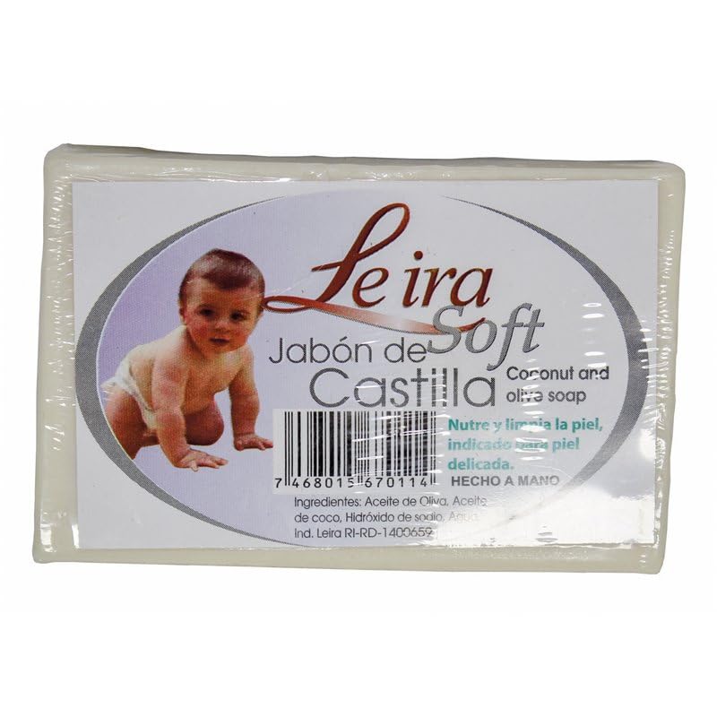 Jabón de Castilla Leira Soft Castilla Jabón 90g (3.17oz) Piel Sensible Bebé Jabón Hipoalergénico