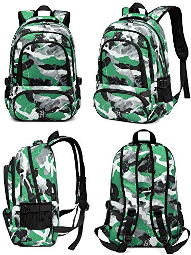 Boys School Backpack For Kids Elementary Middle School Bags For Teens Childs Camouflage Primary Book Bags Lightweight Durable Gifts Fourth Fifth Sixth Grade 17 Inch Ages 4.5.6.7.8.9.10 (Green) #TOP7
