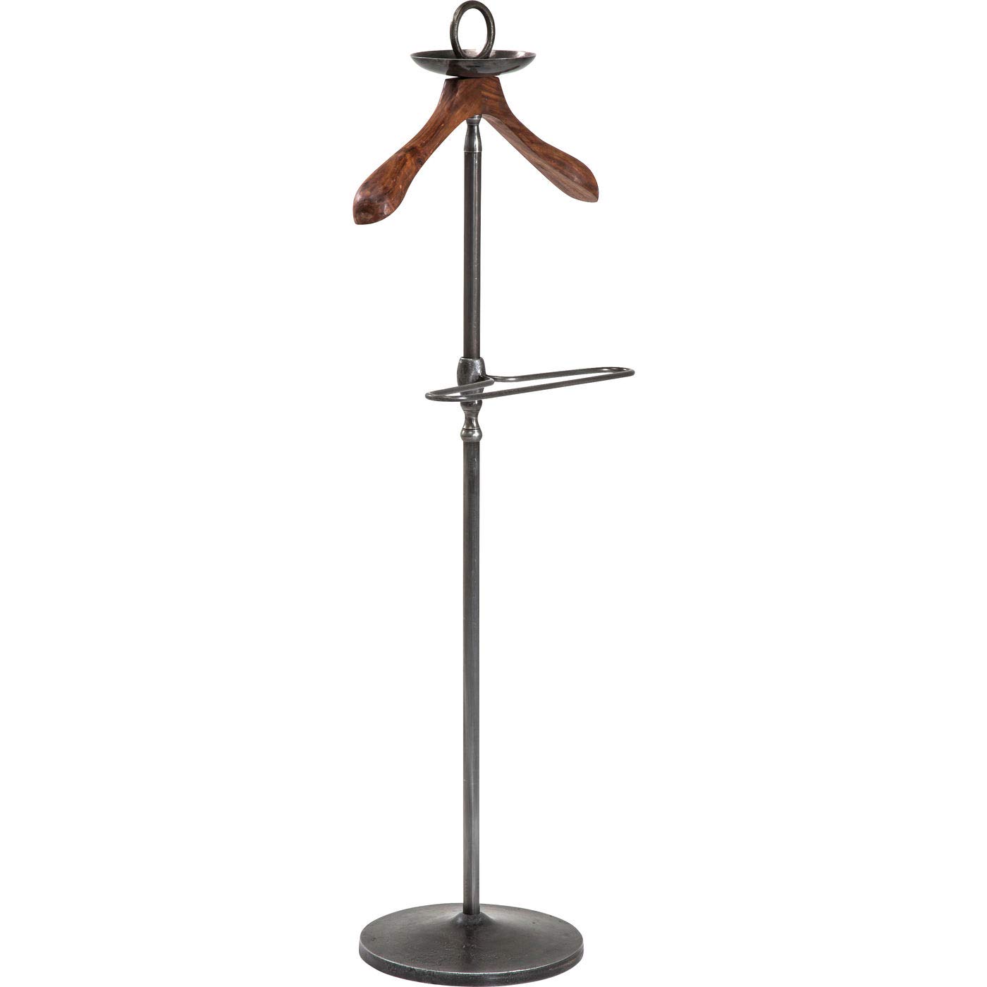 Kare Design Herrendiener Cosmopolitan, Schwarz, Garderobe, Stahlgestell, Mangoholz Kliederbügel, 124x49x29 cm (H/B/T)