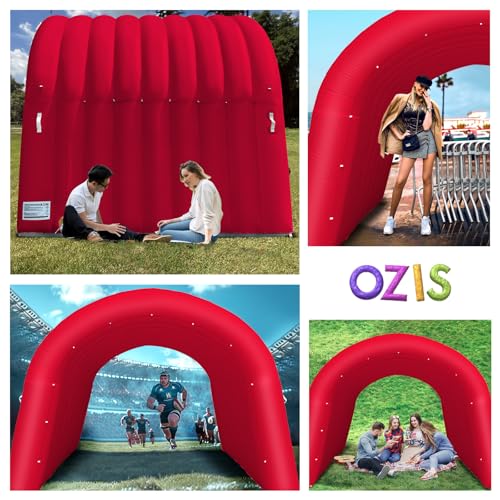 Image of OZIS 10FT Inflatable Tunnel Sports Entrance with Installed Blower Inflatable Tunnel Tent for Business Advertising Event Exhibition Promotion,Street,Shop,Supermarket,School(Red, 10x10x9Ft)