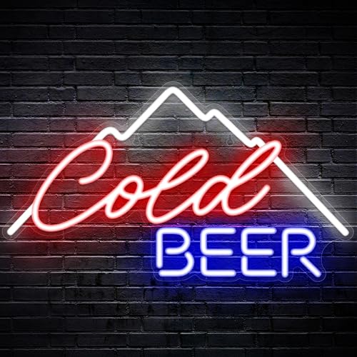 Kavaas Cold Beer Neon Sign 16.5" x 9.4", Neon Beer Signs for Man Cave, Home Bar, Pub, Wall Decor - Best Gifts for Beer Lovers, Birthday, Christmas