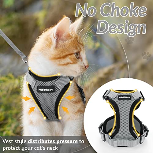 Image of rabbitgoo Cat Harness and Leash Set, Escape Proof Vest, Grey