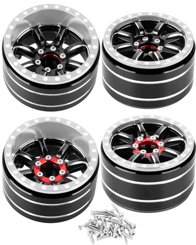 RCMYou RC 1.9 Beadlock Wheels Adjustable 4 Offsets Rims for 1/10 TRX4 TRX6 SCX10 D90 Gen8 VS4-10 MST CFX RC Crawler Car,1.9 Beadlock Wheels Adjustable 4 Negative Offsets Rims,Silver