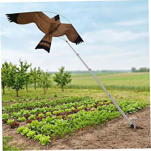 Cometa voladora Bird Hawk marrón 49x24 pulgadas espantapájaros con poste 3