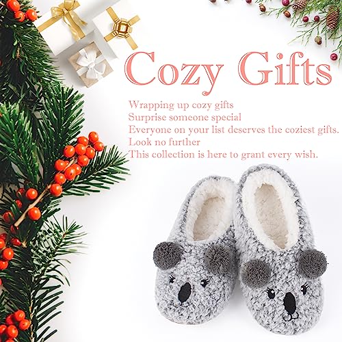Image of The Metluks Cute Animal House Slippers, Warm Fuzzy Slipper Socks with Grippers Non Slip, Cozy Funny Gifts