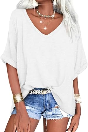 GeGekoko Dames T-shirt zomer korte mouwen ronde hals bovendeel losse vrouwen casual losse tops elegante blouse, Donkerblauw, M