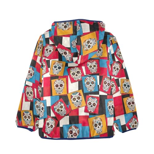 CHIFIGNO Colorful Sugar Skulls Toddler Soft Comfy Fleece Outerwear Jackets with Polar Fleece Lining 3T2