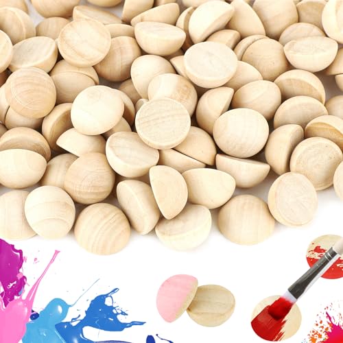 200 Bolas de Media Madera Natural, 20 mm, Cuentas Ranuradas Sin Pintar para Manualidades, Suministros de Arte, Adornos, Coronas, Pintura
