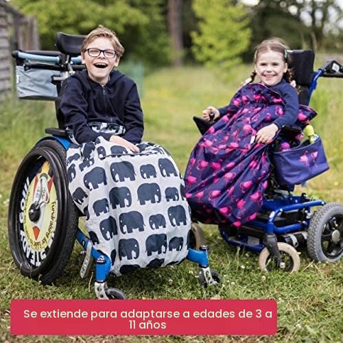 Bundlebean Funda acogedora para silla de ruedas infantil - Nailon impermeable con forro polar, bolsa frontal para calentar las manos, correas ajustables - Ajuste universal para silla de ruedas y