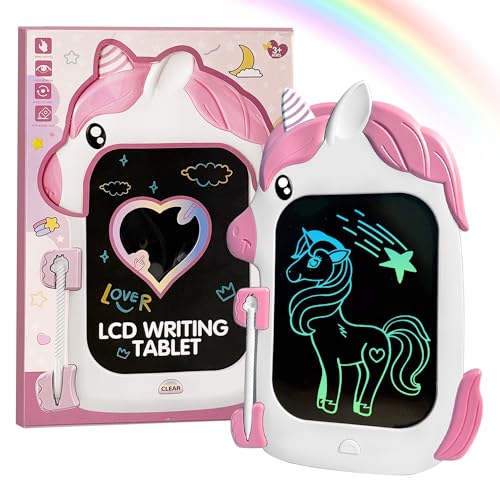 LCD Writing Tablet for Kids,Colorful Drawing Board for Toddlers,Doodle Pad with Pen for Travel,Unicorn Educational Toys for Age 3 4 5 6 Boy Girls also Adult with ASD