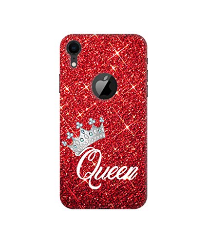 Image of Amazon Brand - Solimo Designer Queen On Red Glitter 3D Printed Hard Back Case Mobile Cover for Apple iPhone XR (Logo Cut)