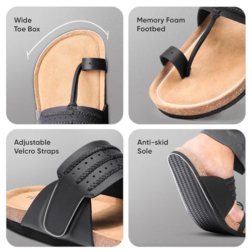 Image of Frido Puneri Chappal for Men | Available in 2 Options- Arch Support & Without Arch | Traditional Indian Leather Sandals with Memory Foam, Wide Toe Box & Zero Drop Design | Adjustable Ethnic Footwear
