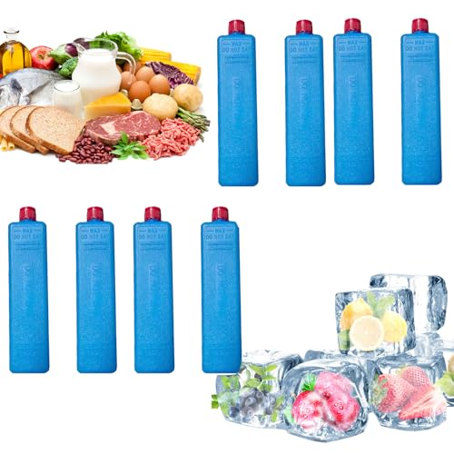 Genérico 8Piezas Bolsas De Hielo Para Congelador, Bloques Hielo, Acumulador De Frio, Acumulador Frio Portátil, Ice Pack Para Viajar Y Acampar, Mantiene Fríos Alimentos
