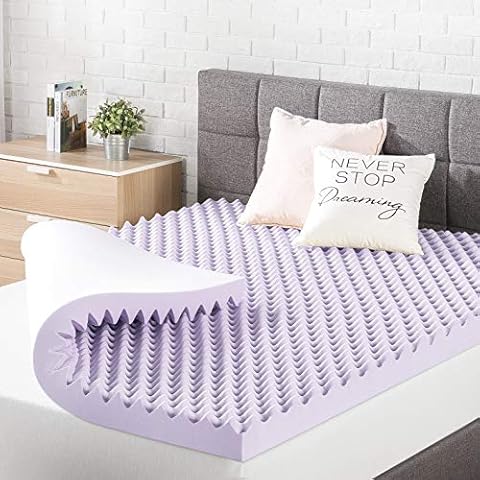 Best Price Mattress 3 Inch Egg Crate Memory Foam Mattress Topper with Soothing Lavender Infusion, CertiPUR-US Certified, Queen Cover