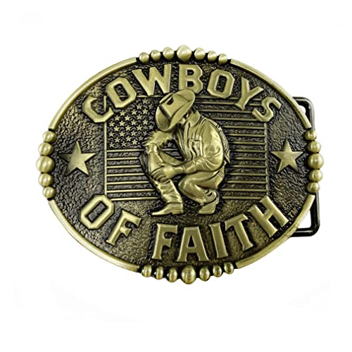 DT Men's Punk Oval Cowboys of Faith,Western Cowboy Belt Buckle,Birthday,Christmas Day,Father's Day Gifts