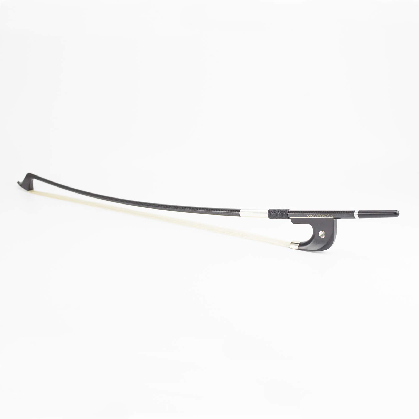 VINGOBOW Concert Level German Bass Bow - Diamond Carbon Fiber, 4/4 Size, Ebony Frog, Natural Horsehair