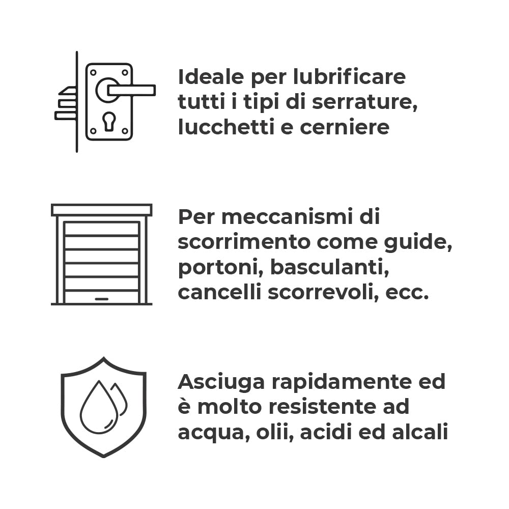 FREELOCK PRO Lubrificante Spray alla GRAFITE ideale per lubrificare tutti i tipi di serrature, lucchetti, cerniere, portoni, garage, porte basculanti 200 ML, NA92 PRO (12 pezzi)