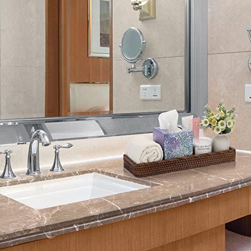 IGNPION Rattan Serving Tray Decorative Display Table Storage Toilet Tank Paper Desktop Organiser for Kitchen Makeup, Vanity - Image 3