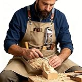 VKDDM Wood Carving Apron with Chip Catcher, Adjustable Canvas Woodworking Apron for Men with Large Pouch, Wood Working Tool Apron Gift for Men | Father's Day | Woodworkers