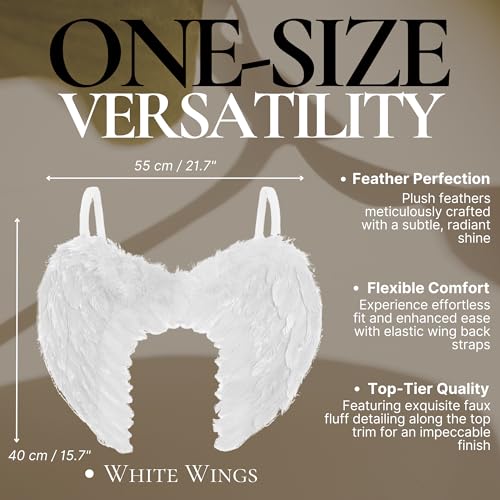 White Wings Halloween White Angel Wings - Fairy Wings Outfit Angel Accessories - White Feather Wings Fallen Angel Costume for Women - Womens Angel Wings White Feather Angel Wings Angel Costume Women - Image 3