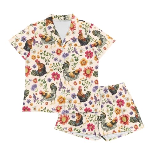 Image of Women's Short Sleeve Sleepwear Pajamas Nightwear with Pockets | skin-friendly breathable material resists pilling fading and deformation after repeated washing