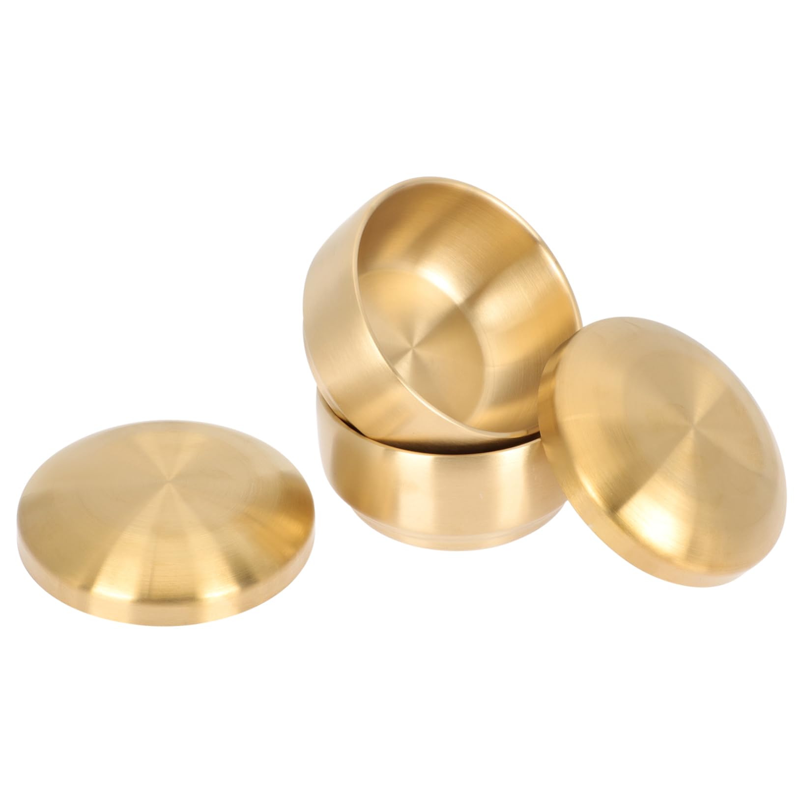 Ciieeo 2 Pcs Stainless Steel Double-layer Rice Bowl Microwaveable Server Serving Lids Bowls Dinnerware Dishes Steel Bowl Microwavable Steel Container with Lid Large Small Food Golden