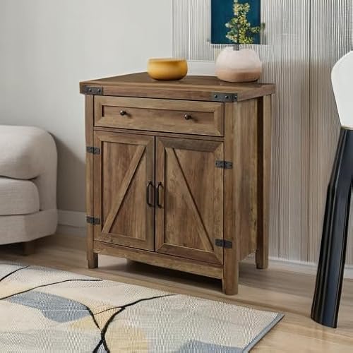 image for Walker Edison Cass Modern Farmhouse Double Barn Door Accent Cabinet, 3