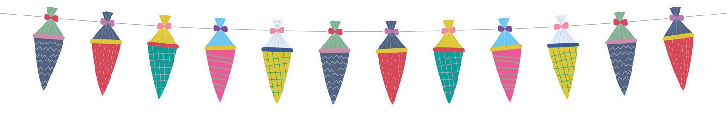 Folat 66080 Bunting First Day of School Cone 6 Metres, Multi-Coloured