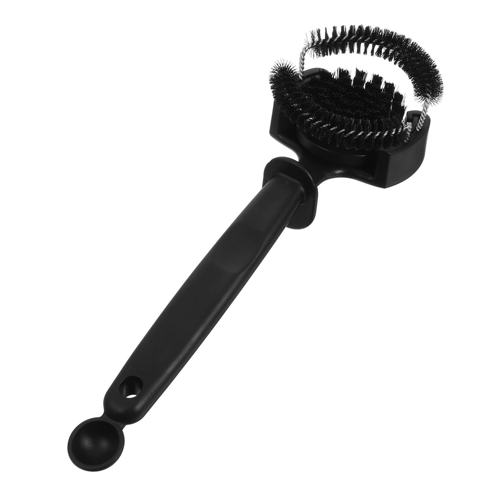 Brosse à café noire à manche ABS ergonomique avec cuillère doseuse pour brossage doux