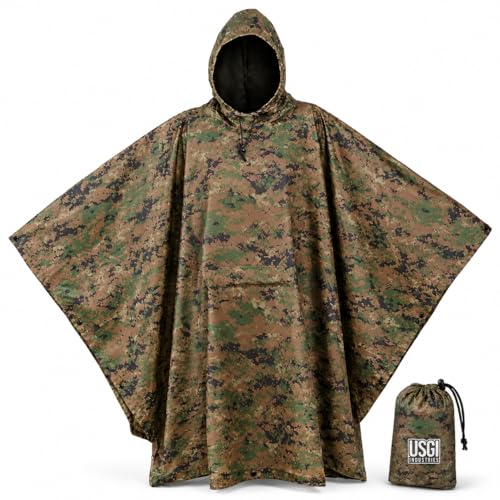 USGI Industries Military Style Tactical Ripstop Camo Rain Poncho