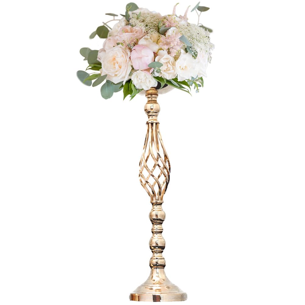 Metal Gold Candle Holders Road Lead Table Centerpiece Elegant Luxurious Vintage Candle Stand Pillar Candlestick for Wedding Party Candelabra Flowers Vases, L