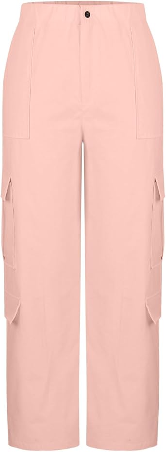 Cargo Pants for Women High Waisted Hiking Pants Baggy Stretchy Wide Leg Y2K Streetwear with 6 Pockets