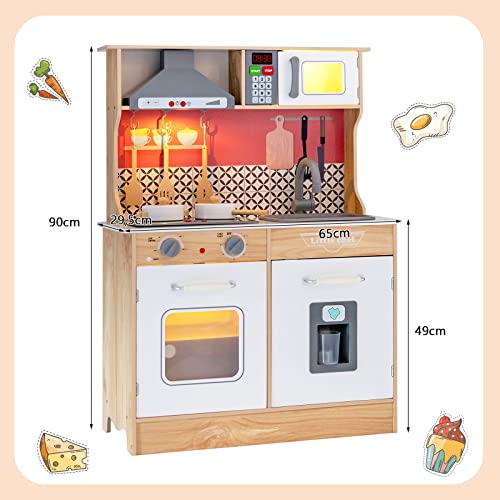 GOPLUS Kinderküche, Küchenspielset aus Holz mit Kochzubehör, abnehmbarem Waschbecken, Wasserhahn, Eismaschine… – Bild 4