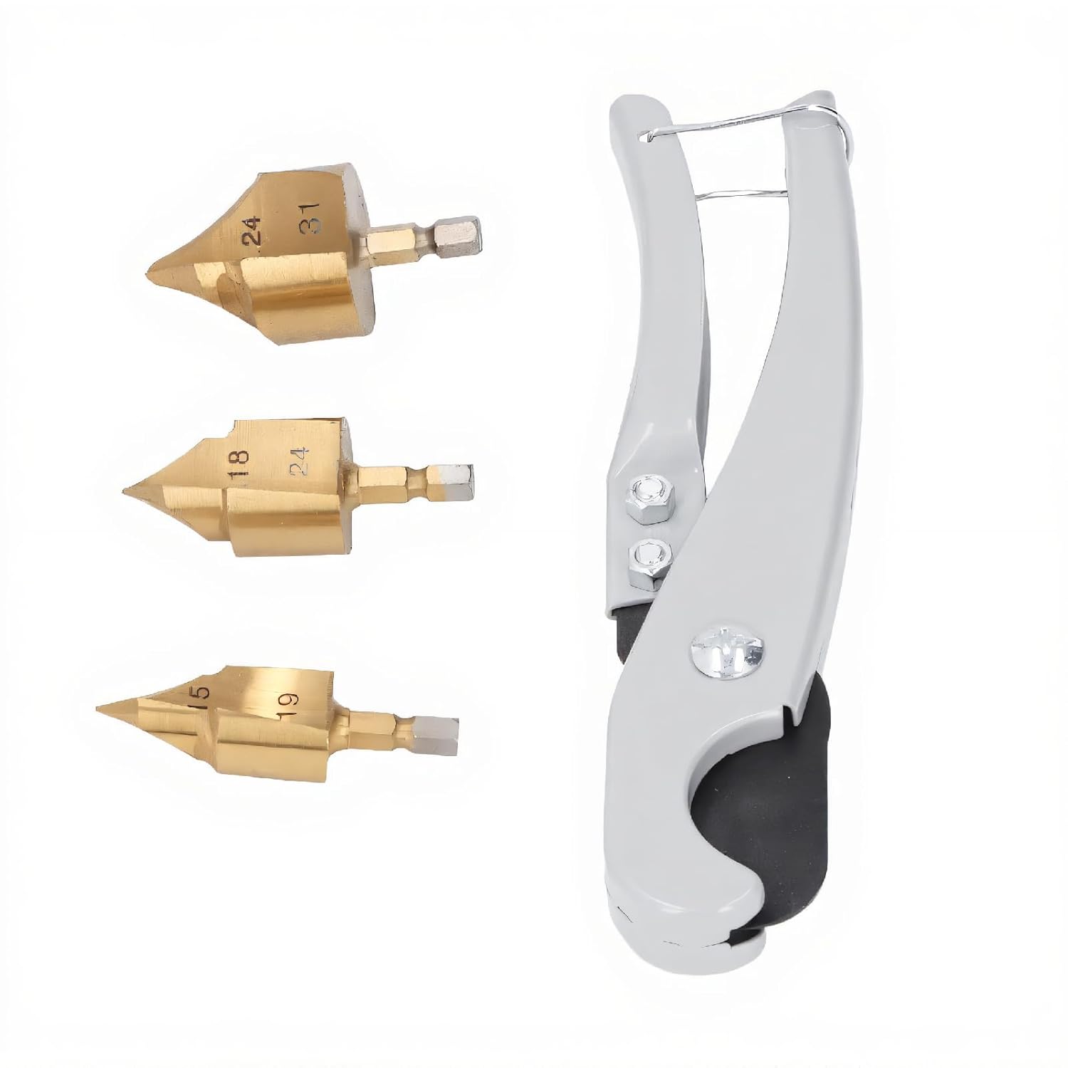 3Pcs PPR Lifting Drill Bit, Water Pipe Expansion Drill Puncher Bit with 1/4 Inch Hex Shank, Stepped Plastic Water Pipe Repair Connection Tool Tube Expander with Quick Cutter