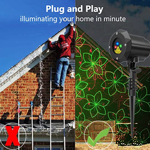 Image of Poeland Garden Lights Moving Laser Christmas Lights 20 Patterns Decorative Lighting Laser Projector for Home and Garden