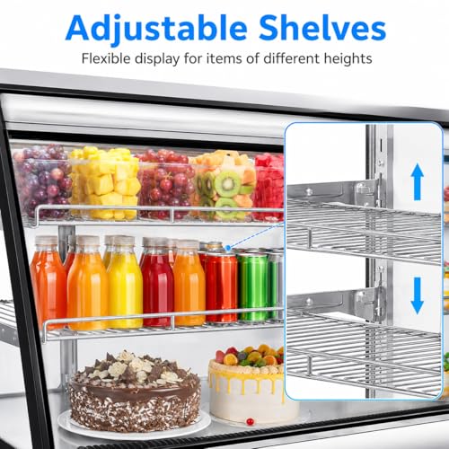 Image of 8.1 Cu.Ft Commercial Glass Door Refrigerator | Countertop Display Fridge with LED Lighting for Bakeries, Cafes, Convenience Stores | Energy Efficient, Adjustable Shelves, Auto-Closing Door