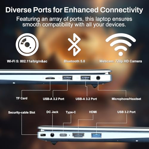 Image of 2025 Laptop Computer 15 15.6 inch FHD 1080p Display, Windows 11 Pro with MS Office for Students & Business, 16GB RAM, 1TB SSD, Intel 4-Core N100 (Up to 3.4GHz), Backlit Keyboard, Type-C, Fingerprint