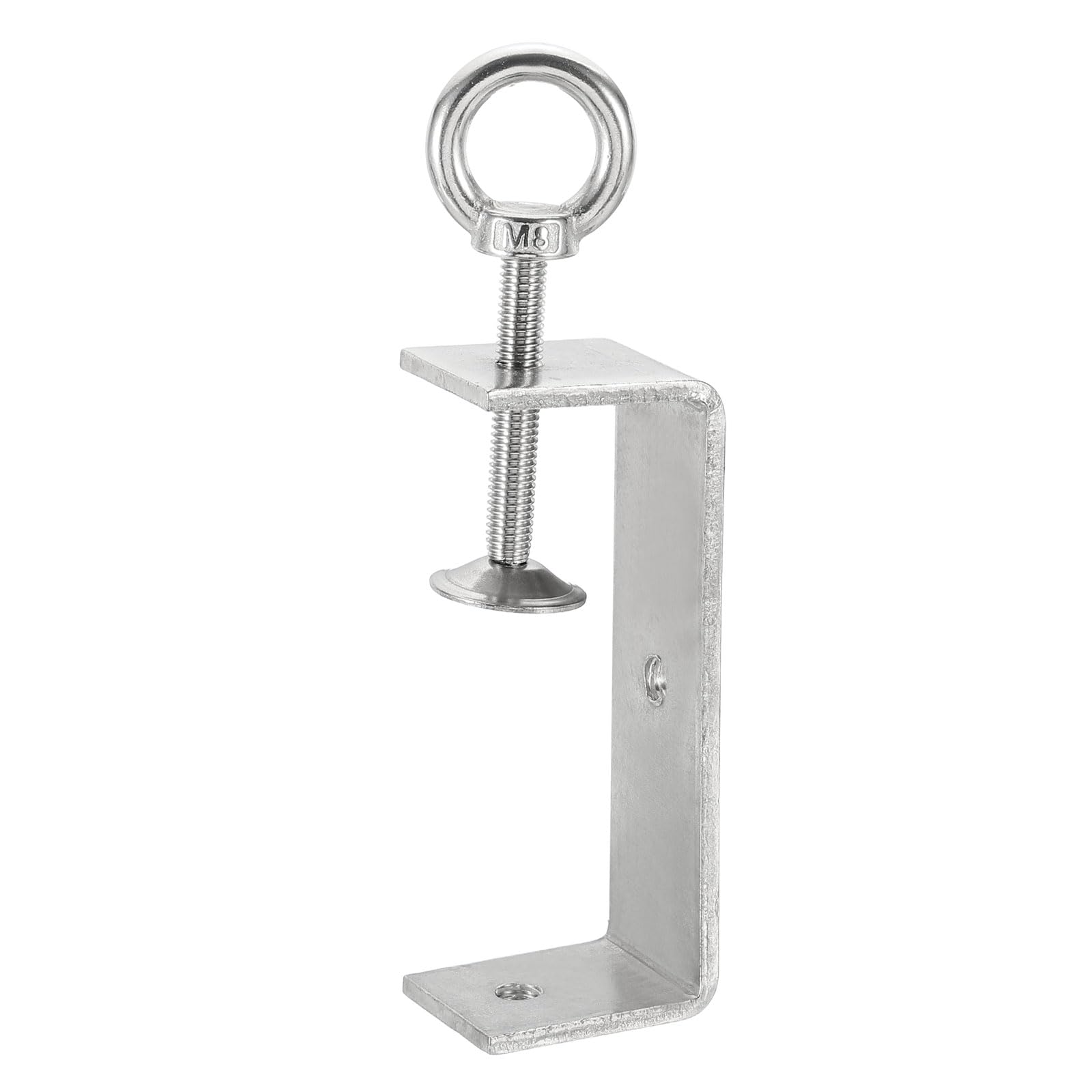sourcing map 304 Stainless Steel C Clamps 100mm Square Mini Tiger Clamp Adjustable Heavy Duty Metal U Clip with Eye Hook Screw for Woodworking Welding Mounting, Silver