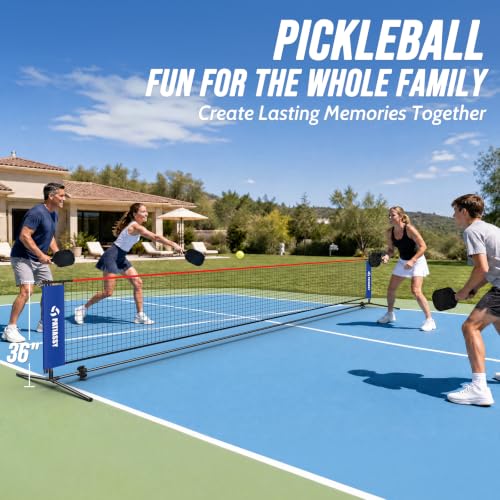 Image of Volleyball Badminton Pickleball 3-in-1 Combo Net Set, 5.1-7.4ft Adjustable Height Sports Nets for Backyards, Portable 17ft Outdoor Net with Carry Bag, Rackets and Balls