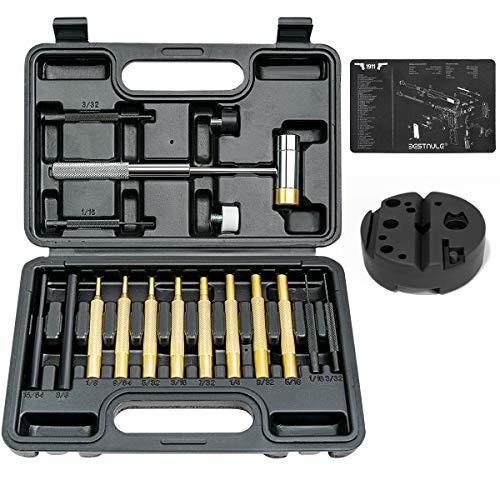 BESTNULE Roll Pin Punch Set, Gunsmithing Punch Tools, Made of Solid Material Including Bench Block and Gunsmithing Cleaning Mat, Ideal for Gunsmithing Maintenance with Organizer Storage Container