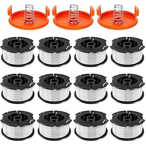 TOPEMAI AF-100 Spool Replace AF100 AF-100-3ZP AF-100-BKP Compatible with Black and Decker GH900 GH600 GH610 String Trimmer 30ft 0.065" Trimmer Line Replacement Spool Refills (12 + 3 Pack) Cover